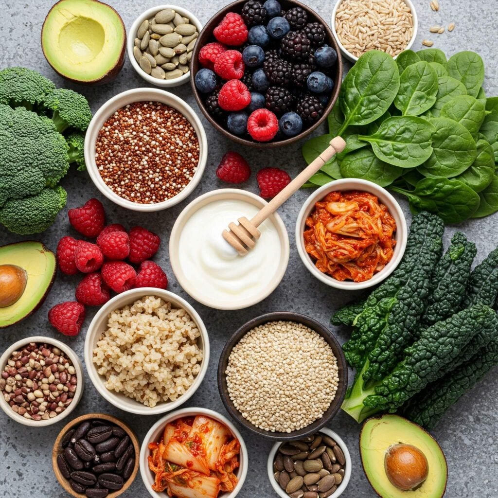 Gut-Friendly Food Flat Lay