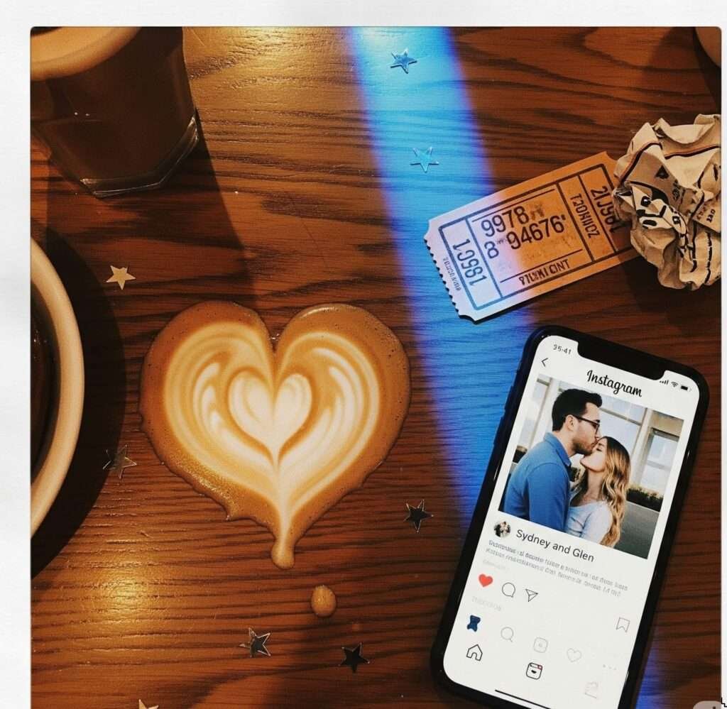 Messy Coffee Shop Table: Latte Heart, Instagram Post