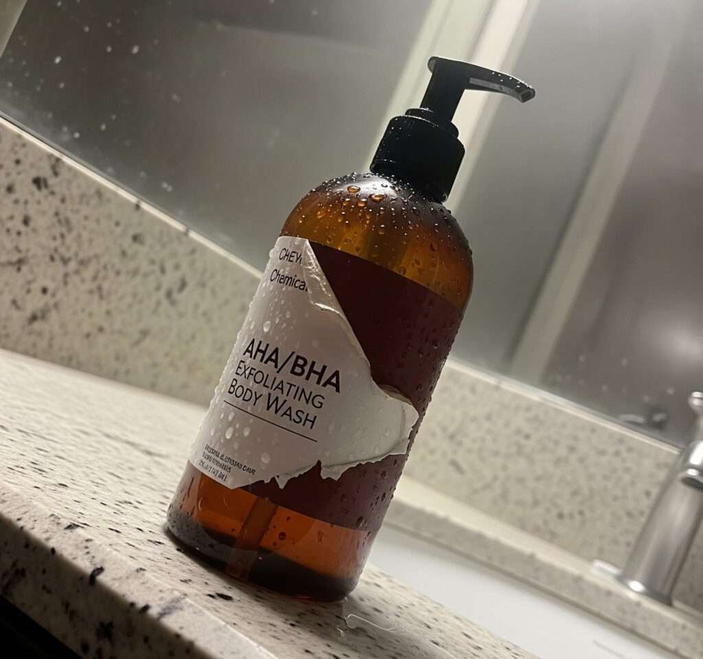 Chemical Exfoliating Body Wash Bottle Counter