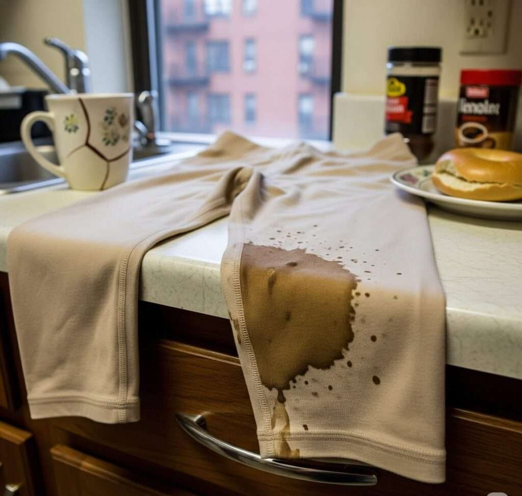 Coffee Spilled on Leggings on Kitchen Counter