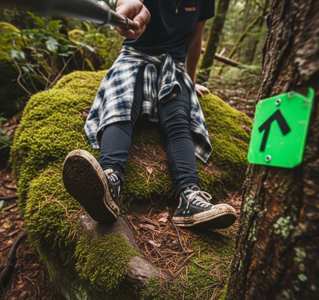 Forest hike shaky selfie