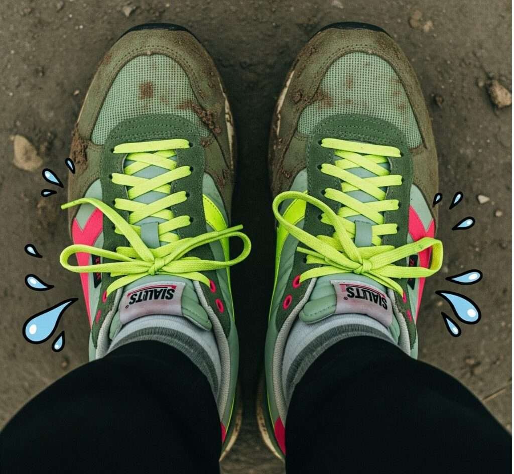Muddy Hiking Sneakers - Vintage Post-Hike Aesthetic