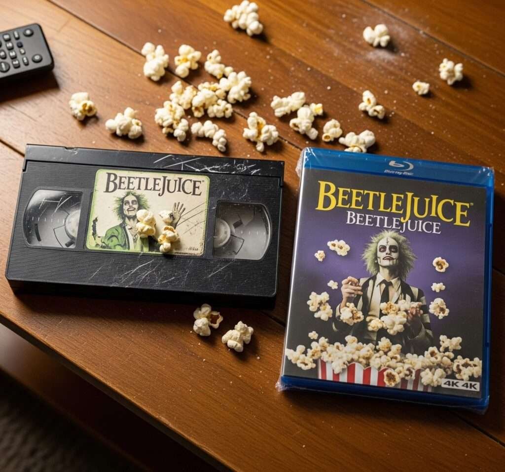 Beetlejuice Then and Now: VHS vs. 4K Blu-ray.