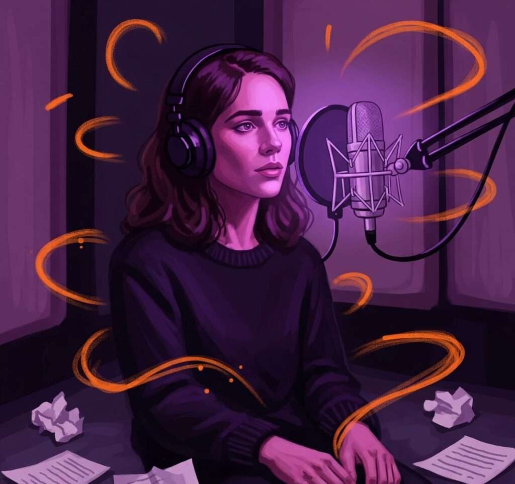 Impressionistic Digital Art: Maya Hawke in a Recording Booth