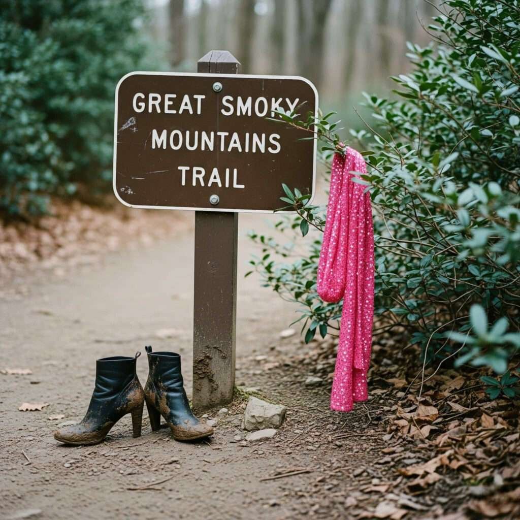 Muddy heeled boots and sparkly scarf on a Smoky