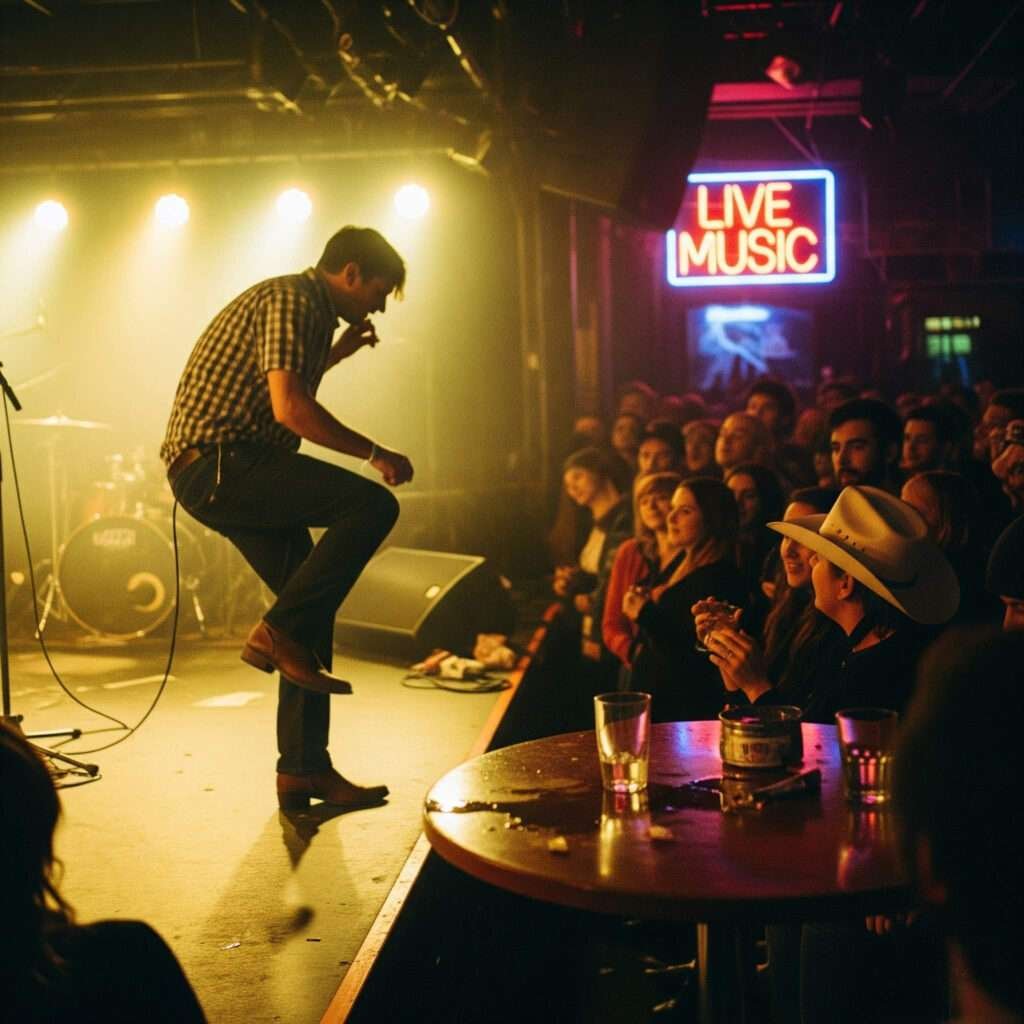 Jacob Exordia hip-shake, chaotic stage lights, and spilled drink.