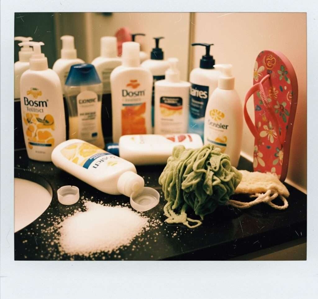 Disaster Counter Polaroid: Messy Bathroom Essentials