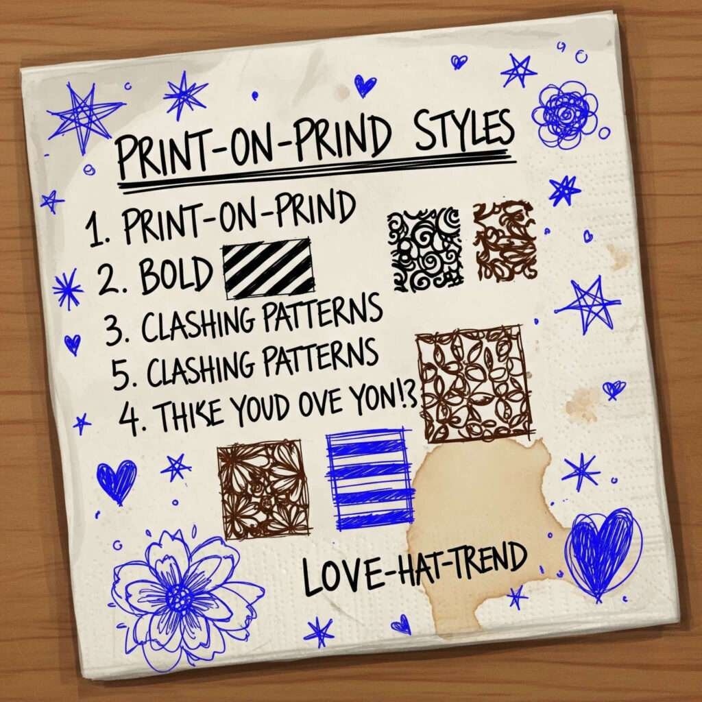Print-on-Print Style Rules on Coffee-Stained Napkin