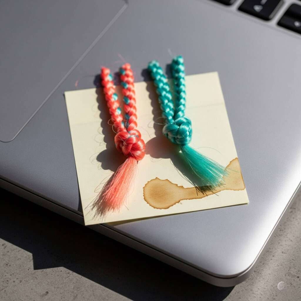 Coffee-Stained Braids on Laptop