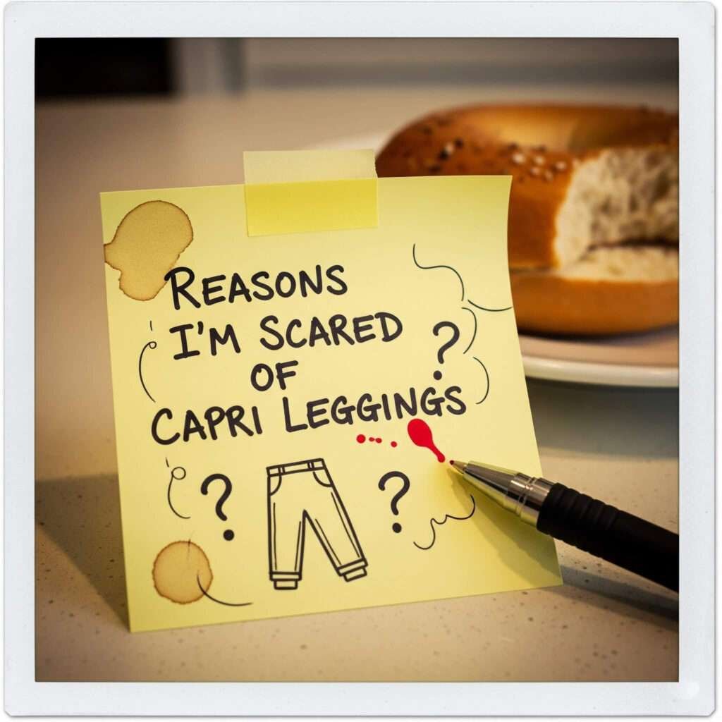 Sticky note reasons to fear capri leggings.