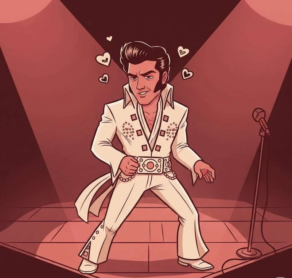 Vintage-inspired doodle of Jacob Elordi as Elvis