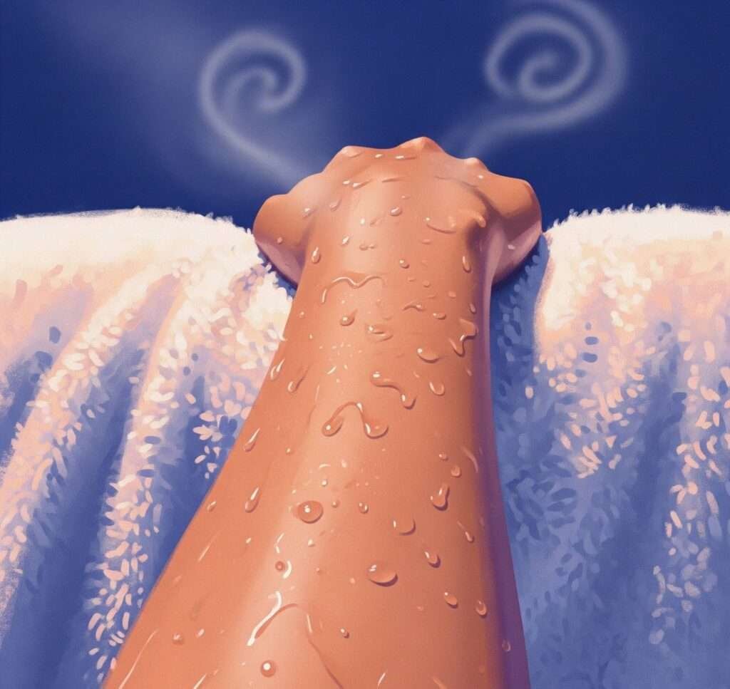 Dewy Arm Impressionist Art: Indigo and Apricot