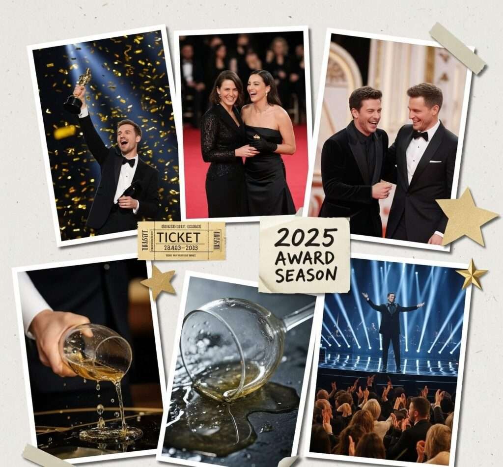 Collage of 2025 Award Show Moments: Photorealistic and Optimistic