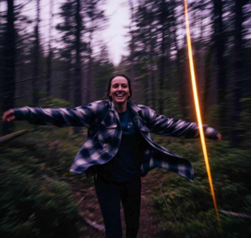 Hiking blur joyful candid photo