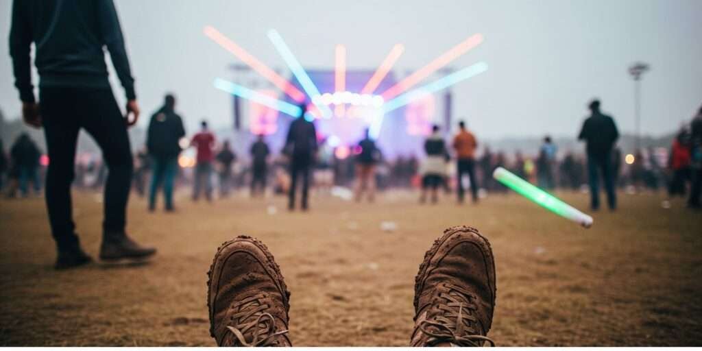Muddy Sneakers at Music Festival