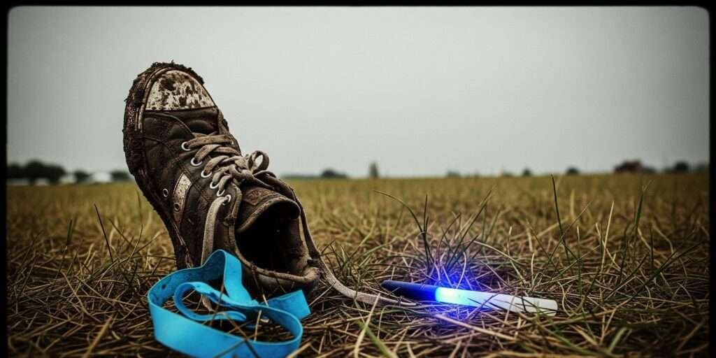 Abandoned Muddy Sneaker with Glowstick