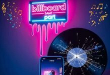 From TikTok to Billboard: How Viral Trends Create Music Hits A smartphone playing a TikTok dance video with a melting Billboard chart graphic and a spinning vinyl record, surrounded by exploding emoji musical notes.